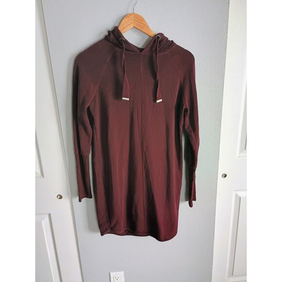 Athleta Solitude Hoodie Sweatshirt Dress deep maroon burgundy cozy relaxed - Picture 1 of 11